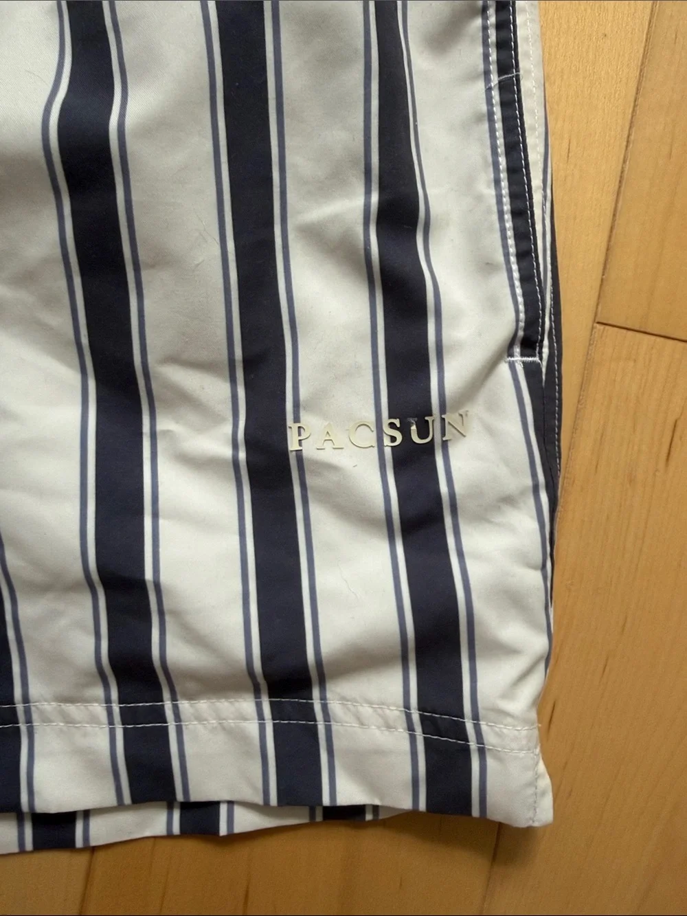 PacSun Men’s Navy & White Vertical Stripe Swim Shorts